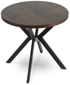 Stół Okrągły Rozkładany DORIAN 80-160 cm Orzech/Czarny Nowoczesny Loft