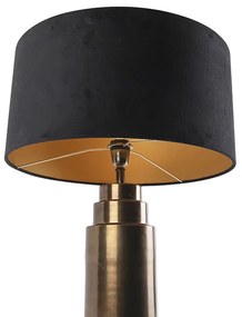 Lampa stołowa art deco brąz klosz welurowy czarny 50cm - Bruut ArtDeco Oswietlenie wewnetrzne