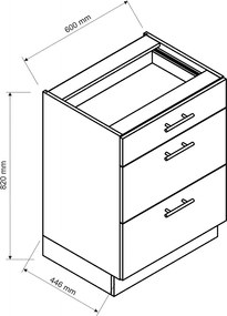 Szafka kuchenna z szufladami 60 cm beż piaskowy - Skania 13X