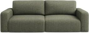 Zielona sztruksowa rozkładana/ze schowkiem sofa 252 cm Kona – Makamii