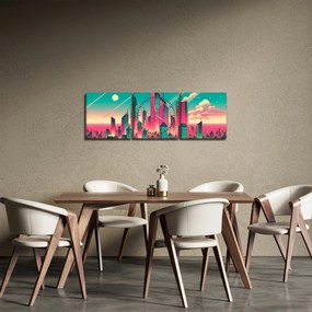 Obraz – Metropolia w stylu pop-art (z zegarem) (90x30 cm)