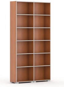 Biblioteka SILVER LINE, 2 kolumny, 2230 x 1200 x 400 mm, czereśnia