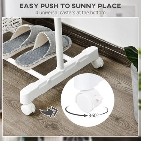 HOMCOM Mobilny wieszak na ubrania z regulowaną wysokością, z dolną półką, 4 koła, Biały