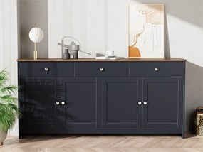 Bufet do salonu - 4 drzwi i 3 szuflady - panele wiórowe - Szary czarny