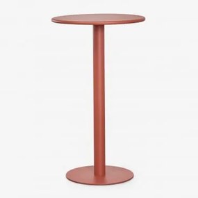 Wysoki Okrągły Stół Ogrodowy Ø60 Cm Z Żelaza Mizzi Terracota - Sklum