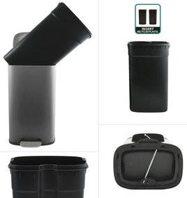 Spirella Kosz na śmieci z pedałem soft-close Akira 50 l, matowy szary, 50 l