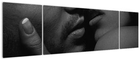Obraz - Pocałunek, czarno - białe zdjęcie (170x50 cm)