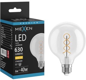 Mexen Vintis żarówka filament spirala LED E27, G95, 6W, Ciepła - 2700K, 630 lm, clear - L167-E27-0627-00