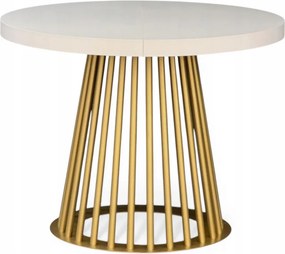 Stół okrągły rozkładany Ø 110/310 cm Kaszmir + Złoty lamel metalowy GLAMOUR
