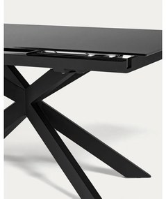 Czarny rozkładany stół ze szklanym blatem 90x210 cm Atminda – Kave Home