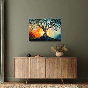 Obraz na szkle – Mozaika – słońce i drzewo I. (70x50 cm)