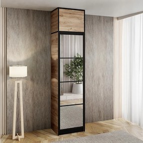 Szafa jednodrzwiowa z lustrem COSTA 1D DĄB CRAFT z nadstawką