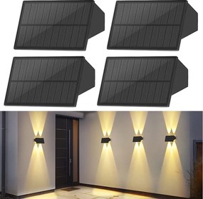 NETTLIFE Lampy solarne zewnętrzne - 4 sztuki Lampy solarne zewnętrzne ścienne, oświetlenie zewnętrzne, ciepła biel