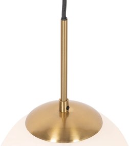 Art Deco hanglamp goud met opaal glas incl. rail adapter zwart 1-fase - Iconic Flore ArtDeco Oswietlenie wewnetrzne