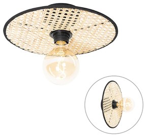 Rustykalna lampa sufitowa i ścienna czarna z rattanu 30 cm - KataKolonialny Oswietlenie wewnetrzne