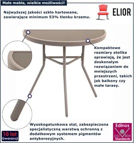 Beżowy półokrągły stolik balkonowy L1-E11