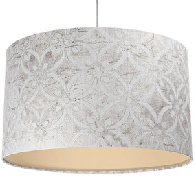 Szaro-kremowa lampa wisząca ze zdobionym abażurem - S363 H3-W69