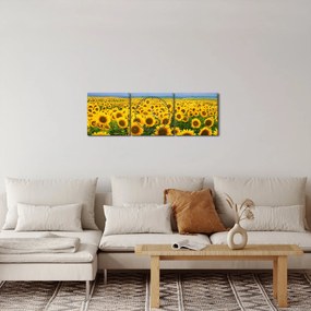 Obraz pola słoneczników (z zegarem) (90x30 cm)