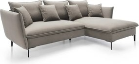 Narożnik GLOSS Prawostronny z funkcją spania, zestaw z poduszkami wolnostojący tkanina RIVIERA 21 Beżowy WERSAL