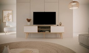 Szafka RTV na drewnianych nogach Toronto 160 dąb artisan/biały