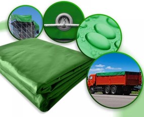 JAGO Plandeka 650 g/m², oczka aluminiowe, zielona, 4 x 3 m