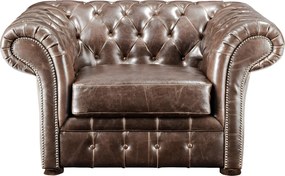 Fotel typu chesterfield z postarzanej skóry CLOTAIRE