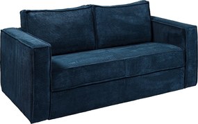 Kanapa 4-osobowa rozkładana typu express z niebieskiego sztruksu - Miejsce do spania 160 cm - Materac 14 cm - LORETO