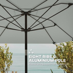 Outsunny 2,3 m Parasol bez podstawy, regulowany parasol tarasowy z korbką, Poliester, Aluminium, Włókno szklane, Ciemnoszary