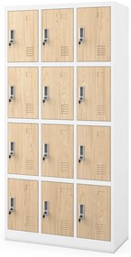 Szafka skrytkowa socjalna BHP MARCIN, 900 x 1850 x 400 mm, Eco Design: biała/dąb sonoma