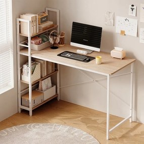 Biurko młodzieżowe z regałem komputerowe jasny brąz nowoczesne loft 120 cm