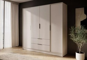 Szafa czterodrzwiowa uchylna Tetrix 206cm szuflady półki drążek