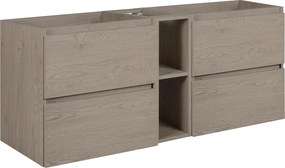 Meble łazienkowe 140 cm (2 X 60 + 20), Kolor: Ciemny Dąb, 140 x 60,7 x 46 cm