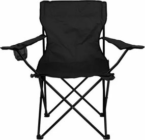 Składane krzesło kempingowe z uchwytem na kubek, czarne