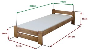 Łóżko Emily 90 x 200 cm, dąb Stelaż: Ze stelażem listwowym rolowanym, Materac: Materac Deluxe 10 cm