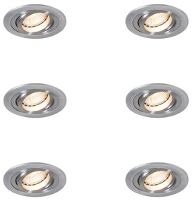 Zestaw 6 Nowoczesnych Reflektorów Wpuszczanych Stalowych - Rondoo