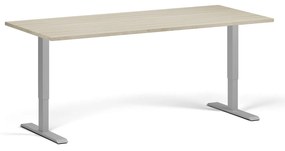 Biurko z regulacją wysokości, 180x80 cm, 2 silniki, szara podstawa, dąb naturalny