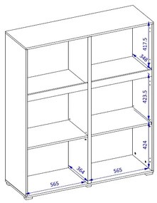 Komoda wysoka CROSS 4D 119cm biała/czarna HELVETIA