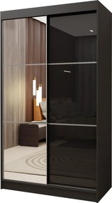 Szafa Przesuwna VITALE 120 cm z Lustrem Szafa Dwudrzwiowa Czarna
