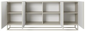Komoda Asha 200 cm z ryflowanym frontem i metalowym, kaszmirowym stelażem - kaszmir