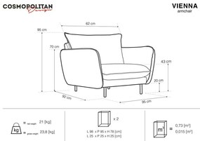 Ciemnoszary aksamitny fotel Cosmopolitan Design Vienna