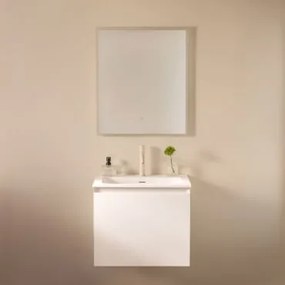 Zestaw Wiszących Mebli Łazienkowych Zintegrowany Z Umywalką Macrae Biała & Prostokątna Lampa Led I - Sklum