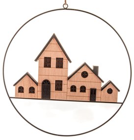 Zawieszana dekoracja świetlna domki, śr. 25 cm
