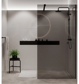 Ścianka prysznicowa WALK IN FIX grafitowa prostokątna 8 mm Molis Classic Grafit MASSI | rożne rozmiary : Kolor profili kabiny - czarny, Szerokość ścianki - 120 cm, Typ montażu - WALK in FIX (Do ściany)