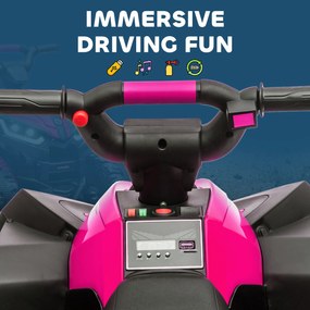 HOMCOM Elektryczny Quad dla Dzieci, 3-6 km/h, Światła/Muzyka, dla 3-5 Latków, do 25kg, Różowy/Czarny