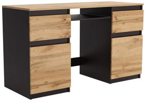 Biurko komputerowe młodzieżowe szkolne 140 cm z półką szufladami REMI2 Wenge/Dąb Wotan
