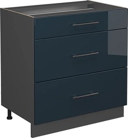 Szafka dolna do kuchni ciemnoniebieski wysoki połysk 80x60x82 fame-line