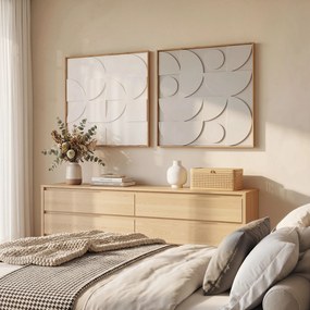 HOMCOM Dekoracja ścienna 3D 2-częściowy zestaw geometryczna dekoracja ścienna nowoczesna do salonu, przedpokoju, 80 x 3,5 x 80 cm, biały | Aosom PL