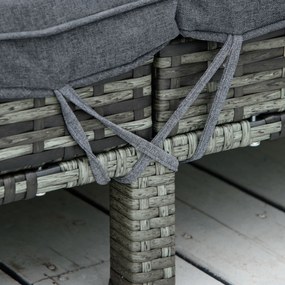 Leżak ogrodowy podwójny dla 2 osób regulacja oparcia 5 stopni metal rattan PE szary wygodny | Aosom PL