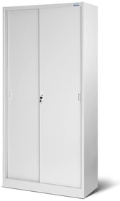 Biurowa szafa metalowa z drzwiami przesuwnymi KUBA, 900 x 1850 x 400 mm, szara