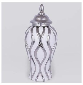 Słoik ceramiczny 35x18,5 cm srebrny/biały